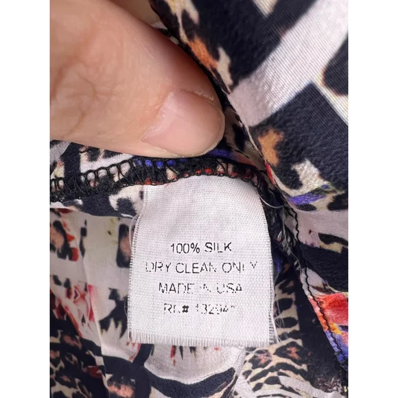 Amanda Uprichard Silk Cami Tank Top Abstract Leopard Print Strappy Back Size S - Picture 5 of 6